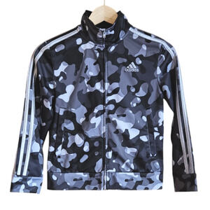 Adidas Boy's Zip Sweatshirt Camo Grey Black White Size Small (8)
